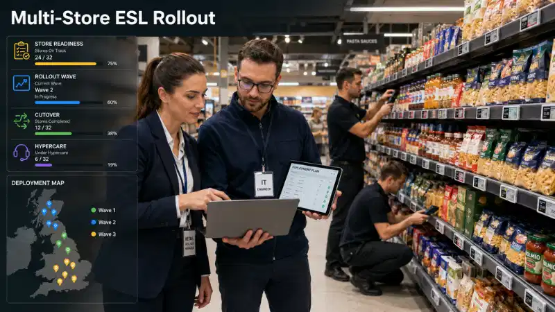 Çox Mağazalı Pərakəndə Satış üçün Elektron Rəf Etiketinin Yayım Planı-